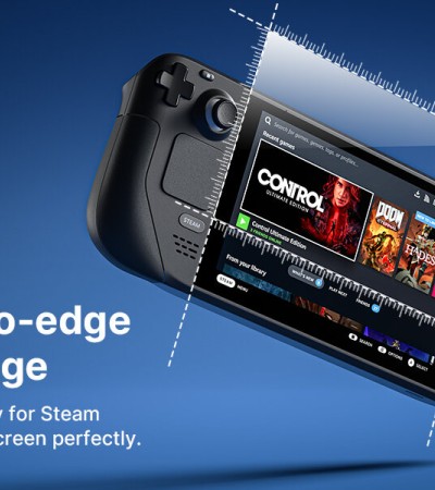 JSAUX蒸汽甲板防眩光屏幕保护膜（2包）哑光钢化玻璃9H硬度，带导向架，便于安装防刮擦保护膜和工具包