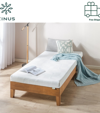 ZINUS 4 inch Green Tea Pressure Relief Memory Foam Mattress Topper with Fitted Cover  - Single , Super Single , Queen , King size