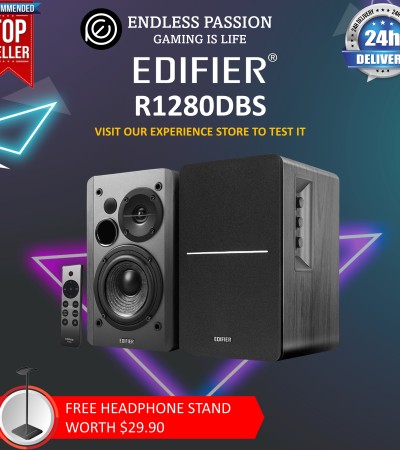Edifier R1280DBS有源蓝牙书架扬声器-光学输入-2.0无线演播室监听扬声器-42W RMS，带低音炮线路输出