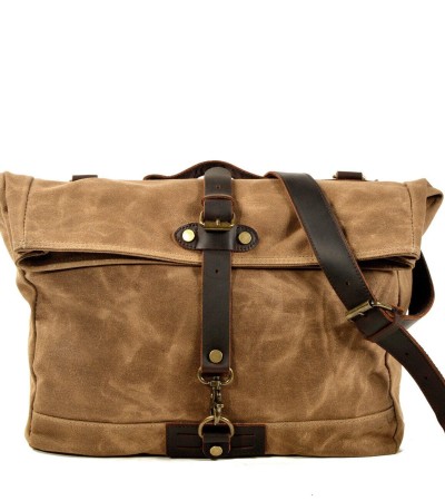 复古男式摩托车背包防水帆布皮革复古后座包越野摩托车马鞍包自行车Se包棕色