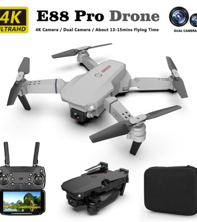 现货E88 dron迷你4K双摄像头无人机，配备无人机murah无人机4K，配备WIFI FPV视频RC四轴飞行器